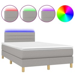 Sommier à lattes de lit matelas LED gris clair 120x190 cm tissu 