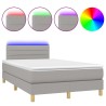 Sommier à lattes de lit matelas LED gris clair 120x190 cm tissu 