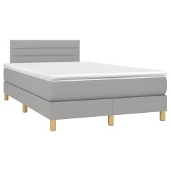 Sommier à lattes de lit matelas LED gris clair 120x190 cm tissu 
