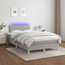 Sommier à lattes de lit matelas LED gris clair 120x190 cm tissu 