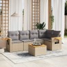Salon de jardin avec coussins 6 pcs beige résine tressée 