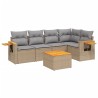 Salon de jardin avec coussins 6 pcs beige résine tressée 