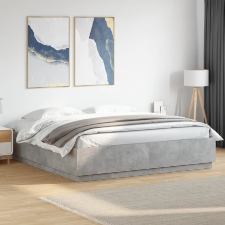 Cadre de lit sans matelas gris béton 200x200 cm 
