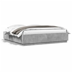 Cadre de lit sans matelas gris béton 200x200 cm 