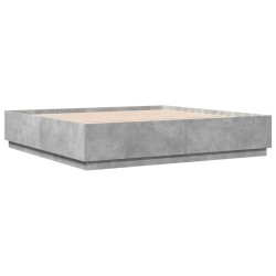 Cadre de lit sans matelas gris béton 200x200 cm 