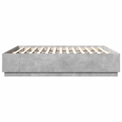 Cadre de lit sans matelas gris béton 200x200 cm 