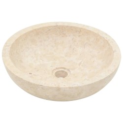 Armoire de salle de bain et lavabos en marbre crème Teck massif 