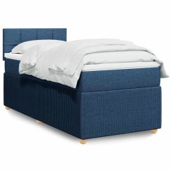 Sommier à lattes de lit avec matelas Bleu 90x190 cm Tissu 
