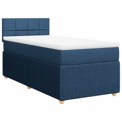 Sommier à lattes de lit avec matelas Bleu 90x190 cm Tissu 