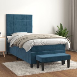 Sommier à lattes de lit avec matelas Bleu foncé 100x200 cm 