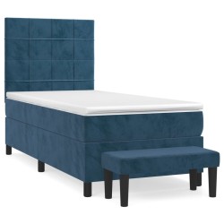 Sommier à lattes de lit avec matelas Bleu foncé 100x200 cm 
