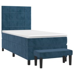 Sommier à lattes de lit avec matelas Bleu foncé 100x200 cm 