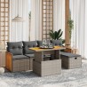 Salon de jardin 6 pcs avec coussins gris résine tressée 