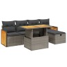 Salon de jardin 6 pcs avec coussins gris résine tressée 