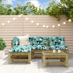 Salon de jardin 5 pcs avec coussins bois de pin imprégné 