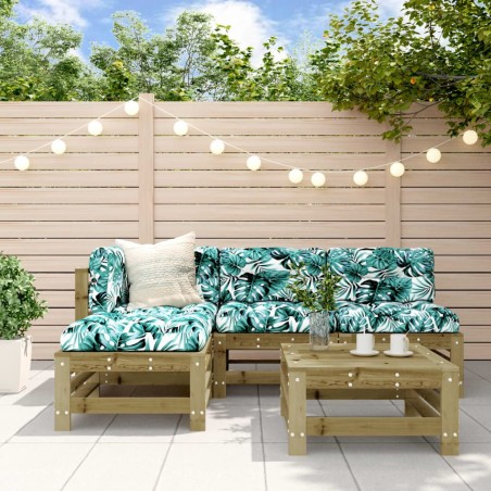Salon de jardin 5 pcs avec coussins bois de pin imprégné 