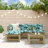 Salon de jardin 5 pcs avec coussins bois de pin imprégné 
