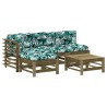 Salon de jardin 5 pcs avec coussins bois de pin imprégné 