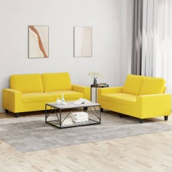 Ensemble de canapés 2 pcs jaune clair tissu 