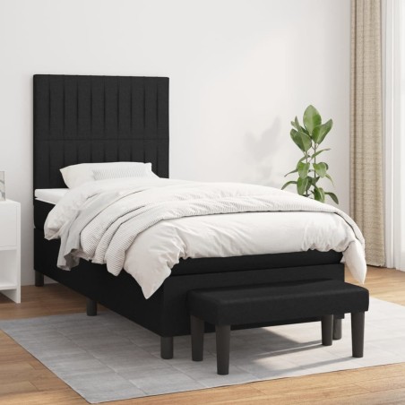 Sommier à lattes de lit avec matelas Noir 90x200 cm Tissu 