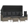 Salon de jardin 5 pcs avec coussins gris résine tressée 