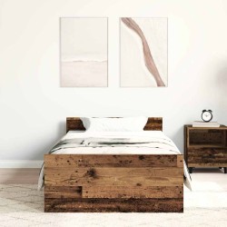 Cadre de lit sans matelas vieux bois 75x190 cm bois ingénierie 