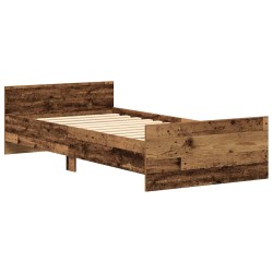 Cadre de lit sans matelas vieux bois 75x190 cm bois ingénierie 