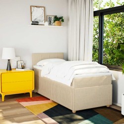 Sommier à lattes de lit avec matelas Crème 100x200 cm Tissu 