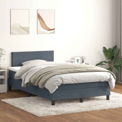 Sommier à lattes de lit et matelas gris foncé 120x210cm velours 