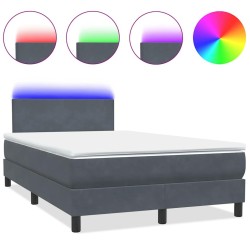 Sommier à lattes de lit et matelas gris foncé 120x210cm velours 