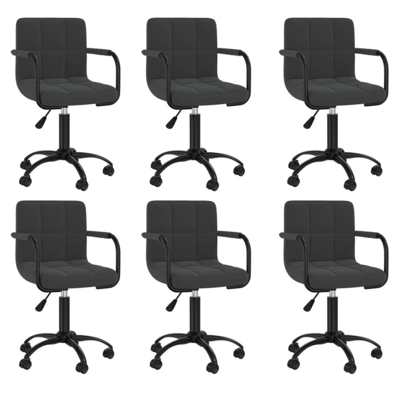 Chaises pivotantes à manger lot de 6 noir velours 