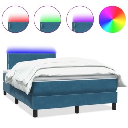 Sommier à lattes de lit et matelas bleu foncé 120x220cm velours 