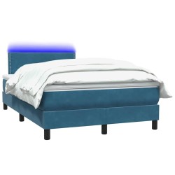 Sommier à lattes de lit et matelas bleu foncé 120x220cm velours 