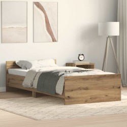 Cadre de lit sans matelas chêne artisanal 75x190 cm 