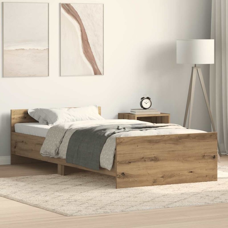 Cadre de lit sans matelas chêne artisanal 75x190 cm 