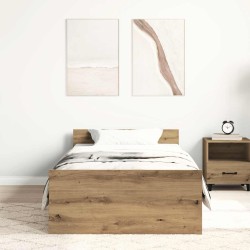 Cadre de lit sans matelas chêne artisanal 75x190 cm 