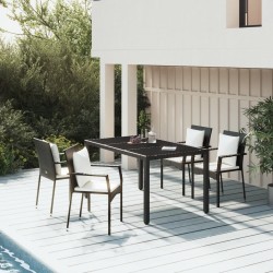 Ensemble à manger de jardin coussins 5pcs Noir Résine tressée 