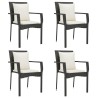Ensemble à manger de jardin coussins 5pcs Noir Résine tressée 