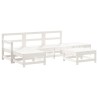 Salon de jardin 6 pcs Blanc Bois de pin massif 