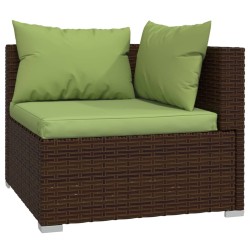 Salon de jardin 4 pcs avec coussins Résine tressée Marron 