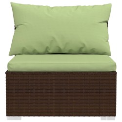 Salon de jardin 4 pcs avec coussins Résine tressée Marron 
