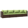 Salon de jardin 4 pcs avec coussins Résine tressée Marron 