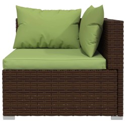 Salon de jardin 4 pcs avec coussins Résine tressée Marron 