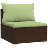 Salon de jardin 4 pcs avec coussins Résine tressée Marron 