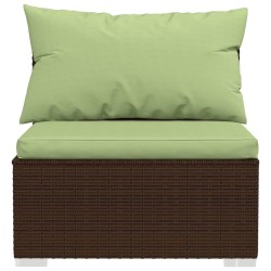 Salon de jardin 4 pcs avec coussins Résine tressée Marron 
