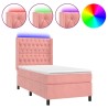 Sommier à lattes de lit matelas et LED Rose 80x200 cm Velours 
