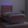 Sommier à lattes de lit matelas et LED Rose 80x200 cm Velours 