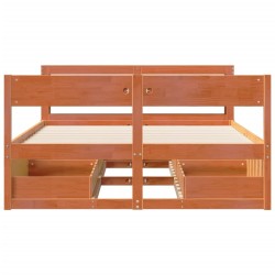 Cadre de lit sans matelas cire marron 140x190cm bois pin massif 