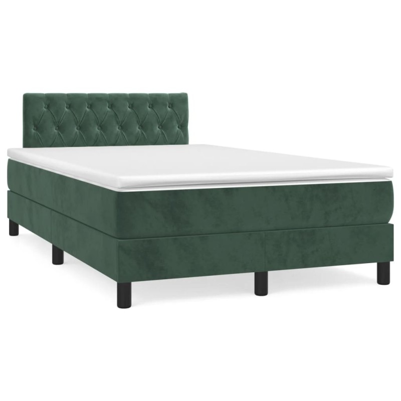 Sommier à lattes de lit avec matelas vert foncé 120x190 cm 