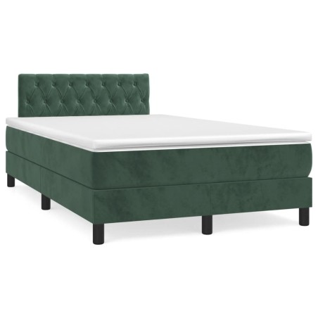 Sommier à lattes de lit avec matelas vert foncé 120x190 cm 